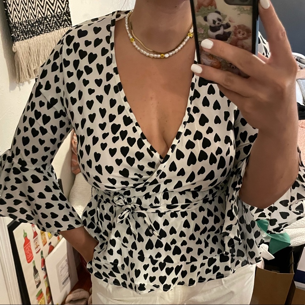 Missguided heart print wrap top